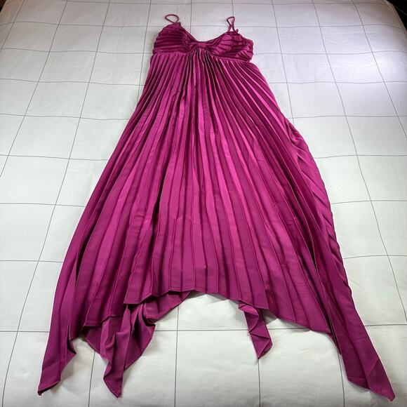 Petal & Pup Dress Womens 6 Magenta Vikki Pleated Sweatheart Midi Party Cocktail - Picture 3 of 14